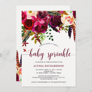 Invitation Le bébé floral de Boho   arrosent l'invitation