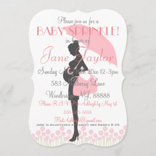 Invitation Le bébé rose de silhouette arrosent