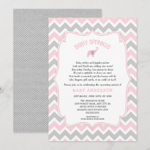 Invitation Le bébé rose et gris d'éléphant arrosent