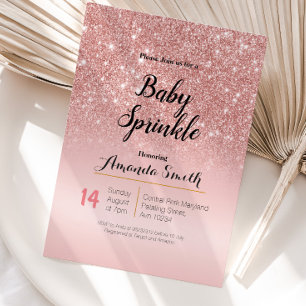 Invitation Le bébé rose moderne de rose d'or arrosent