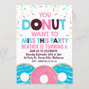 Invitation Le beignet de filles veulent à Mlle Party Birthday