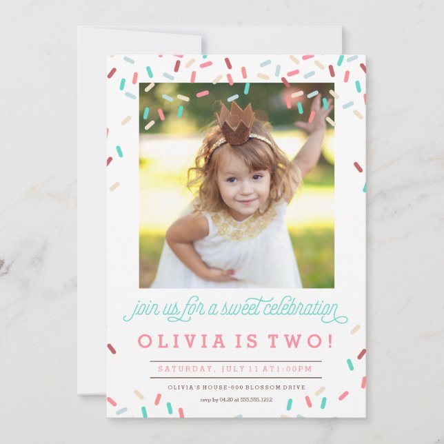 INVITATION LE BEIGNET ROSE ARROSE L'INVITATION D'ANNIVERSAIRE (Devant)