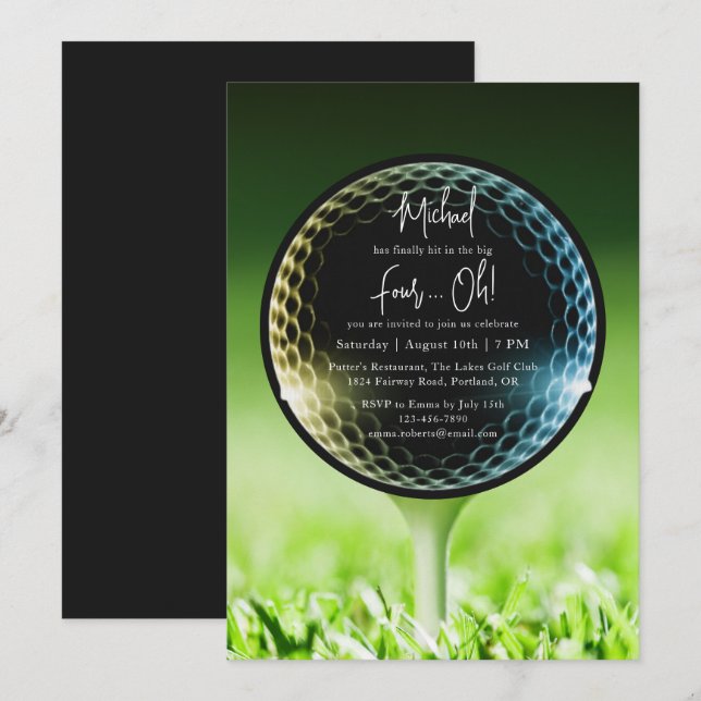 Invitation Le Big Four-Oh Golf 40e anniversaire (Devant / Derrière)