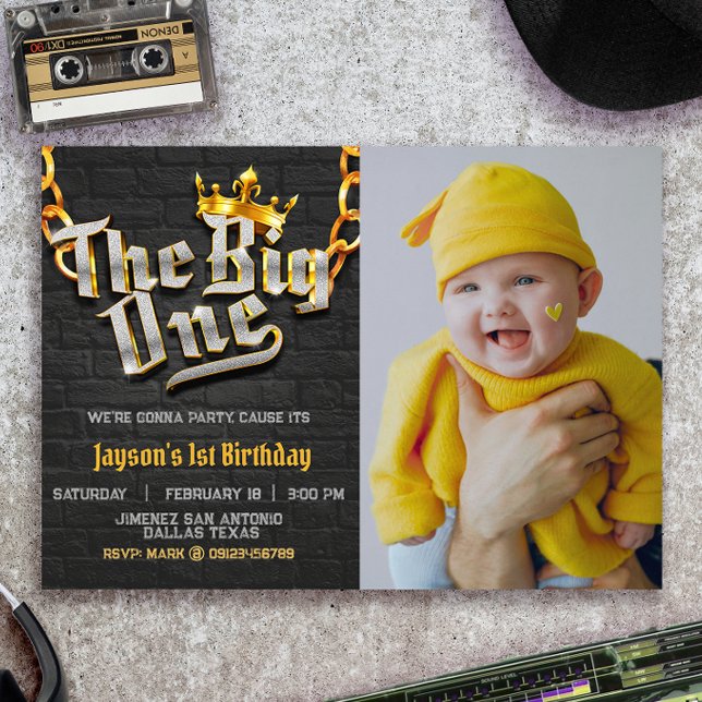 Invitation Le Big One avec paysage photo (Créateur téléchargé)