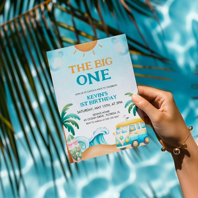 Invitation Le Big One, Surf anniversaire (Créateur téléchargé)