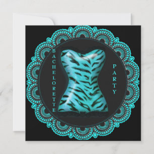 INVITATION LE BLACK ET AQUA LACE BACHELORETTE INVI MODERNE
