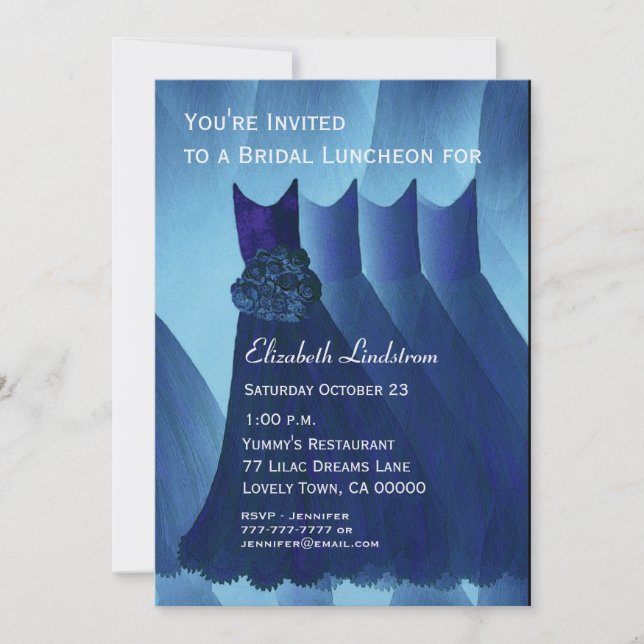 Invitation Le bleu de brunch de déjeuner de demoiselle (Devant)
