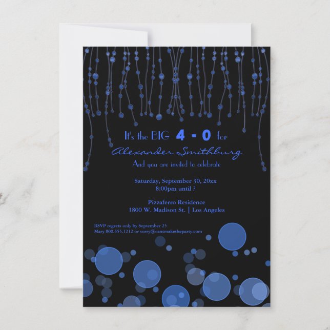 Invitation Le bleu élégant enchaîne l'invitation de fête (Devant)
