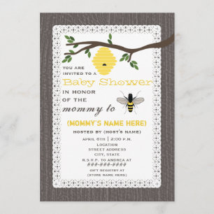 Invitation Le bois a inspiré le baby shower orienté d'abeille