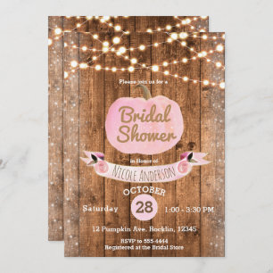 Invitation Le bois rustique d'automne rose de citrouille