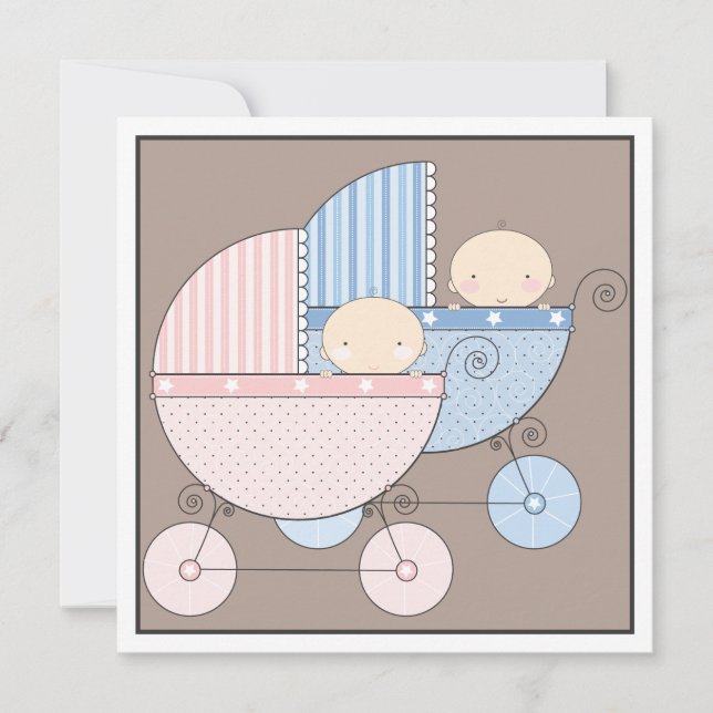 Invitation Le bonbon jumelle l'invitation de baby shower de (Devant)