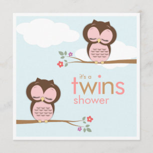 Invitation Le bonbon jumelle l'invitation rose de baby shower