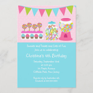 Invitation Le bonbon mignon traite l'invitation de fête