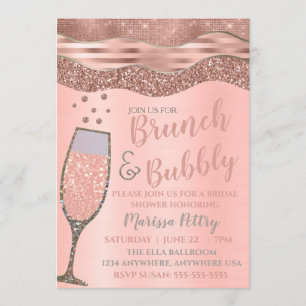 Invitation Le brunch et la douche pétillante rougissent or