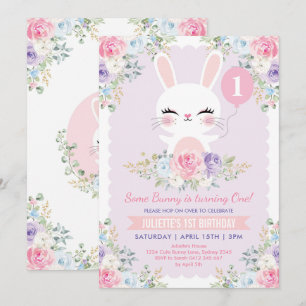 Invitation Le Bunny floral du printemps 1er anniversaire Cout