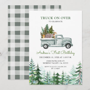 Invitation Le camion de Noël est parti pour une fête d'annive