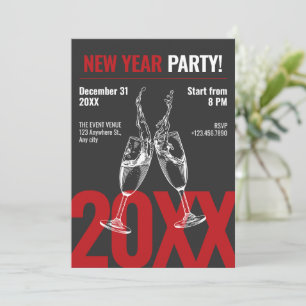 Invitation Le champagne moderne applaudit la fête du nouvel a