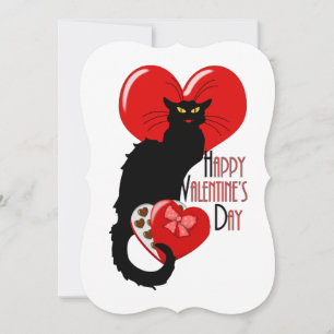 Invitation Le Chat Noir Cœur Candy Saint-Valentin 