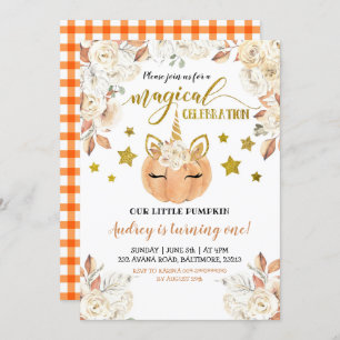 Invitation Le Citrouille de licorne florale blanche devient u