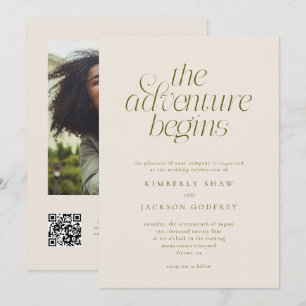 Invitation Le commencement de l'aventure Mariage Crème Minima