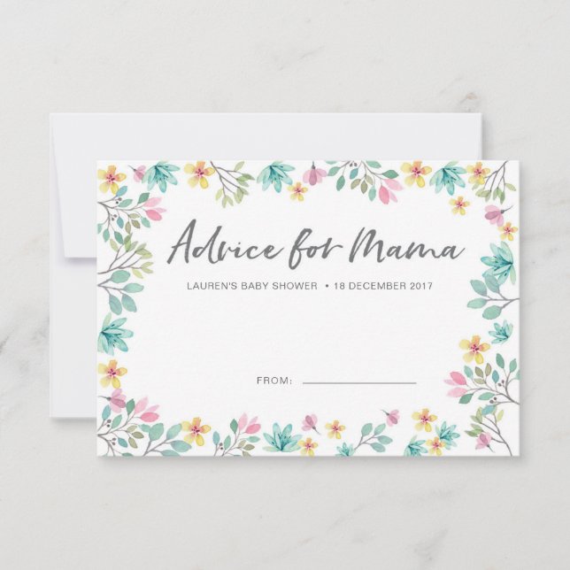 Invitation Le conseil de baby shower carde les fleurs (Devant)