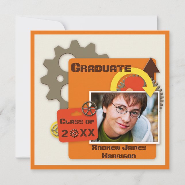 Invitation Le cool embraye la photo d'obtention du diplôme (Devant)