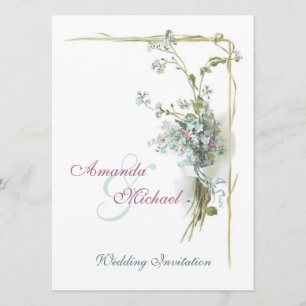 Invitation Le cru bleu et rose fleurit le mariage