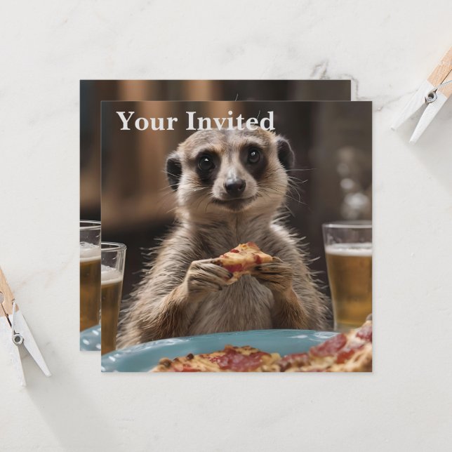 Invitation Le Déjeuner De Meerkat Sneaky, (Devant/Arrière en situation)