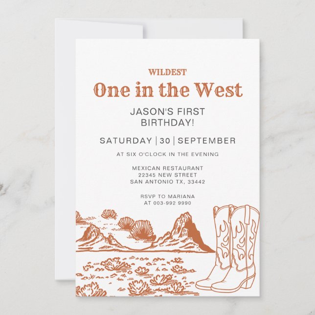 Invitation Le désert le plus sauvage de l'Ouest 1er anniversa (Devant)