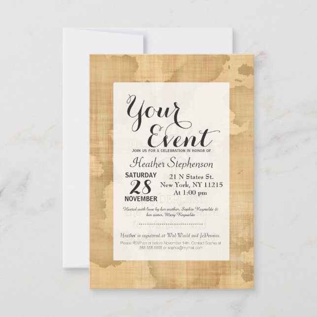 Invitation Le désir..." Devis itinérant sur papier Vintage (Devant)