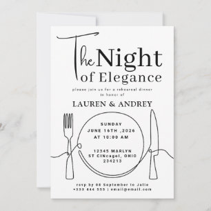 Invitation Le dîner de répétition de la soirée de l'élégance