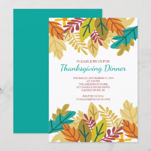 Invitation Le Dîner de Thanksgiving, un délicieux automne