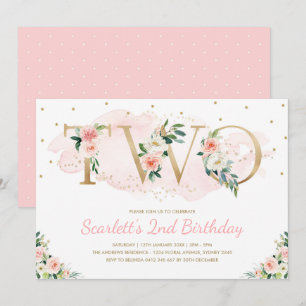 Invitation Le doux rougissent rose et anniversaire floral