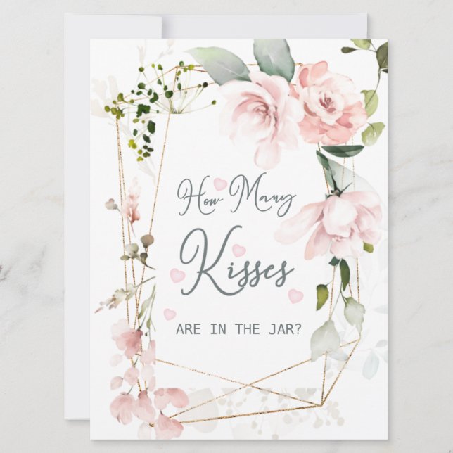 Invitation Le feuillage rose floral Combien de baisers dans l (Devant)