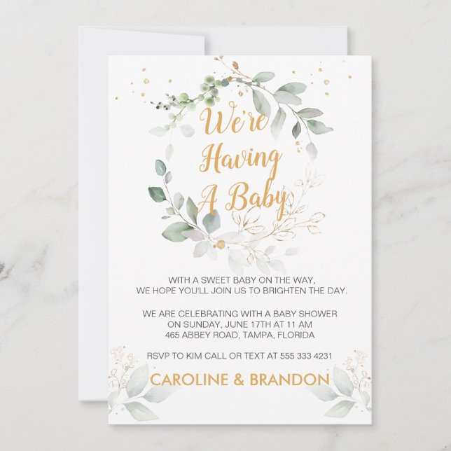Invitation Le feuillage verdoyant Nous avons un bébé Faire-pa (Devant)