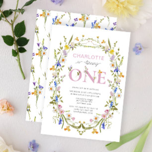 Invitation Le fleur sauvage Tourne Une Fille D'Été Premier An