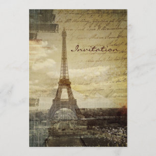 Invitation Le Français scripts Tour Eiffel vintage moderne de