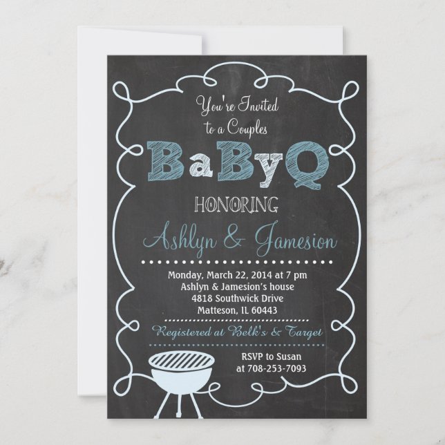 Invitation Le garçon couple l'invitation de baby shower de (Devant)
