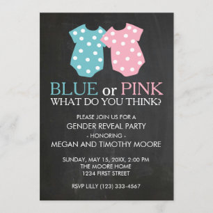 Invitation Le genre bleu ou rose indiquent le tableau