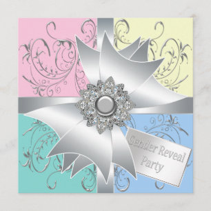 Invitation Le genre bleu rose élégant d'arc de diamant