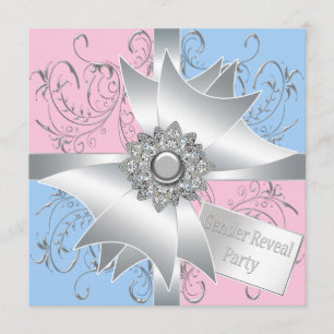 Invitation Le genre bleu rose élégant d'arc de diamant