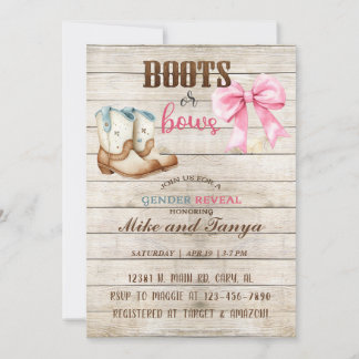 Invitation Le genre Boots ou Bows révèle l'invitation, invita