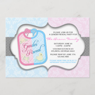 Invitation Le genre chic de bavoir de bébé de damassé de