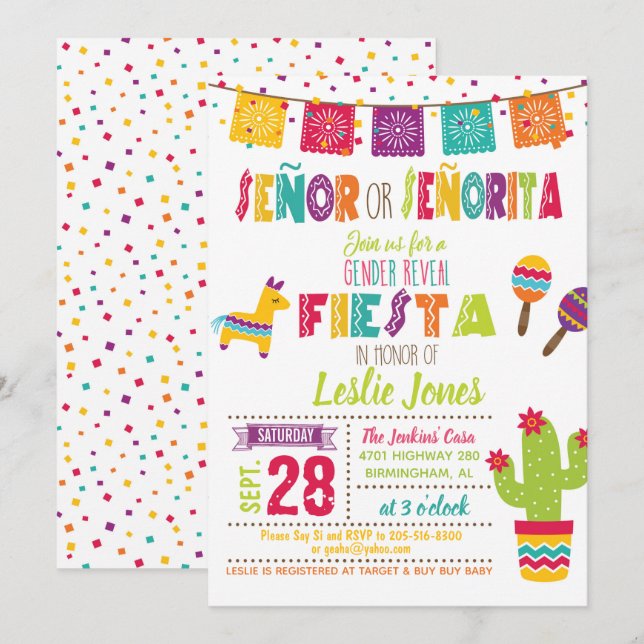Invitation Le genre de fiesta indiquent l'invitation - (Devant / Derrière)