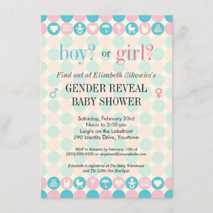 Invitation Le genre de points de couleur indiquent le baby