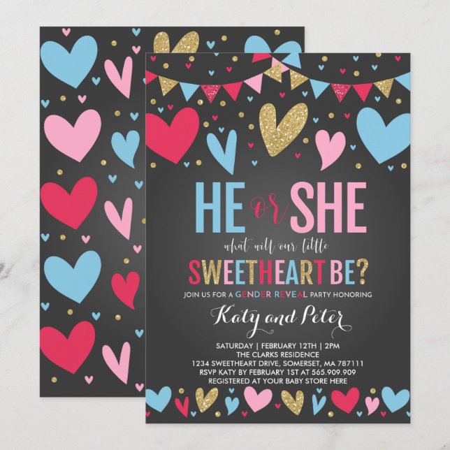 Invitation Le genre de Valentine indiquent la partie que (Devant / Derrière)