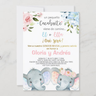 Invitation Le genre des éléphants révèle l'invitation, l'espa