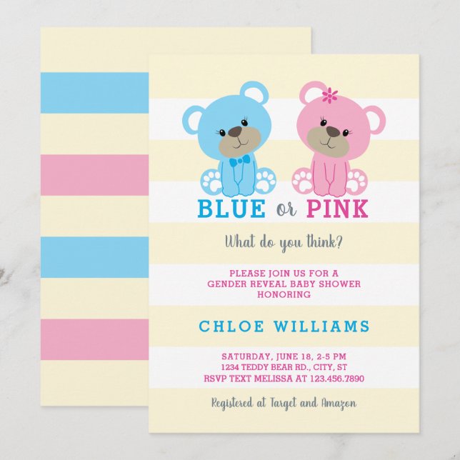 Invitation Le genre d'ours de nounours indiquent l'invitation (Devant / Derrière)