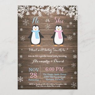 Invitation Le genre d'ours de pingouin d'hiver indiquent
