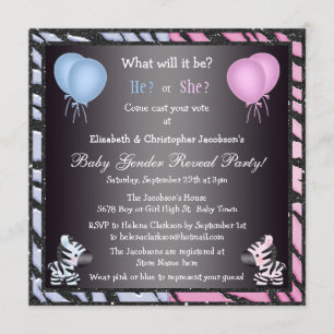 Invitation Le genre élégant de bébé indiquent des zèbres et